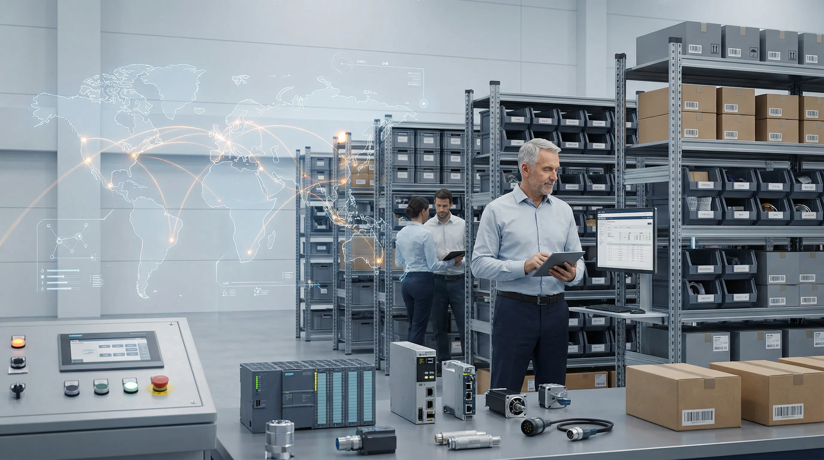 Industrial racks with packaged parts